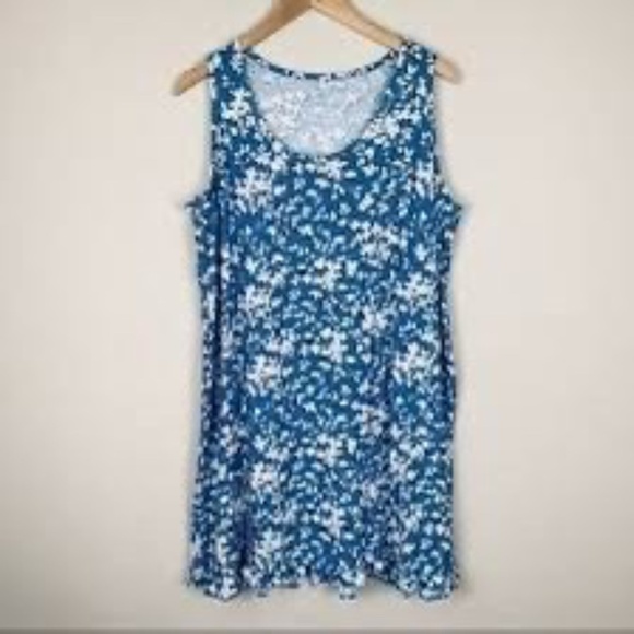 Draper James Other - Draper James Blue White Floral Tank Dress L/XL Sleeveless Summer Casual Lounge